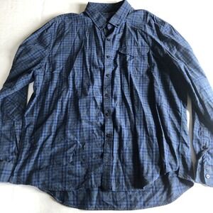 Michael Bastian Blue Plaid Long Sleeve Button Up Shirt XXL A2855
